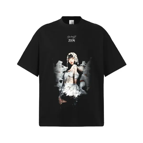 Design ZEN Ima Keep It Z Graphic Print Black Oversized T-Shirt T-Shirts - 1