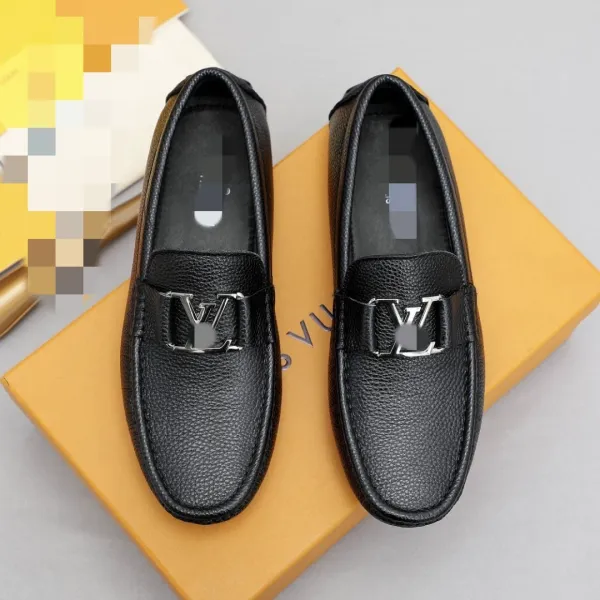 Design Loafers Black Pebbled Leather Penny Loafers - 9
