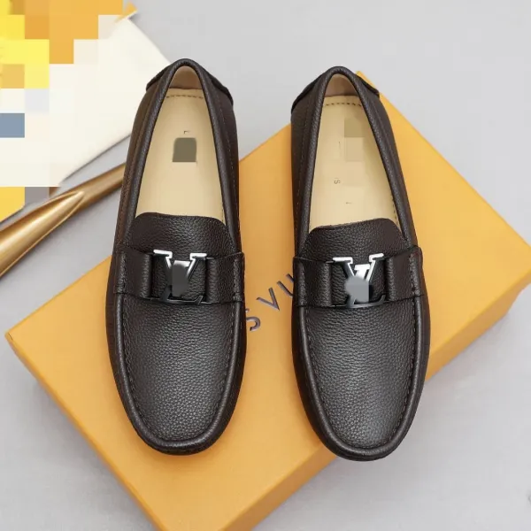 Design Loafers Black Pebbled Leather Penny Loafers - 8