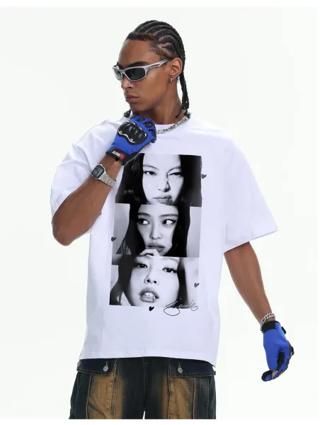Design Like Jennie Graphic Print Black Oversized T-Shirt - 26