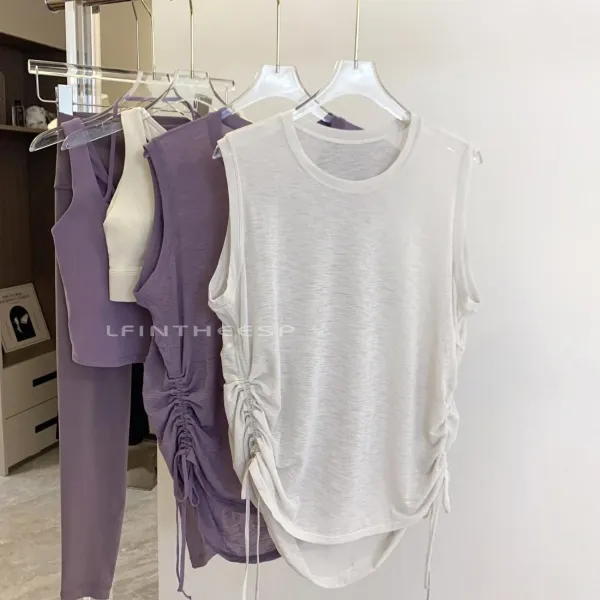 Design LFINTHEESP Ruched Side Sleeveless Top Purple Vest Top - 6