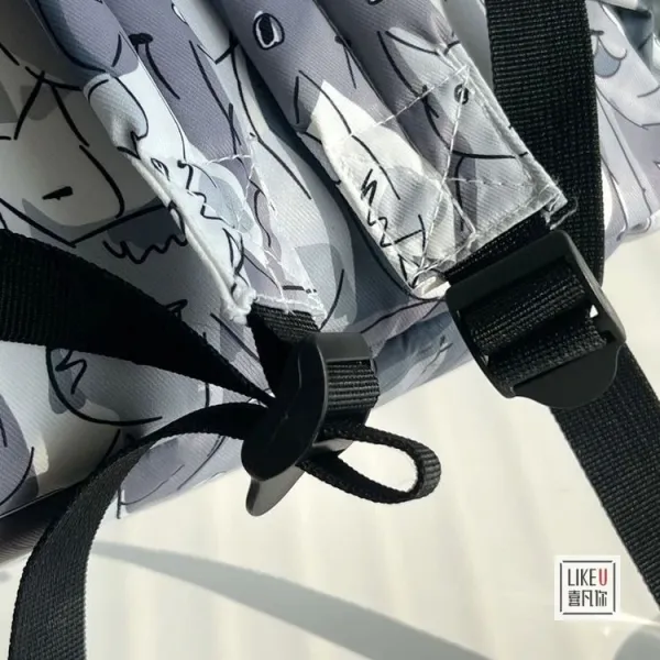 Design Cat Print Gray Multicolor Casual Backpack - 19