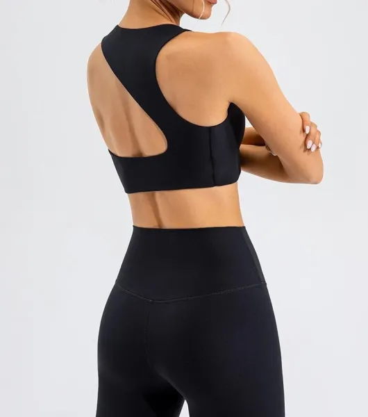 Design Cut-Out Back Sports Bra Black Activewear - 6