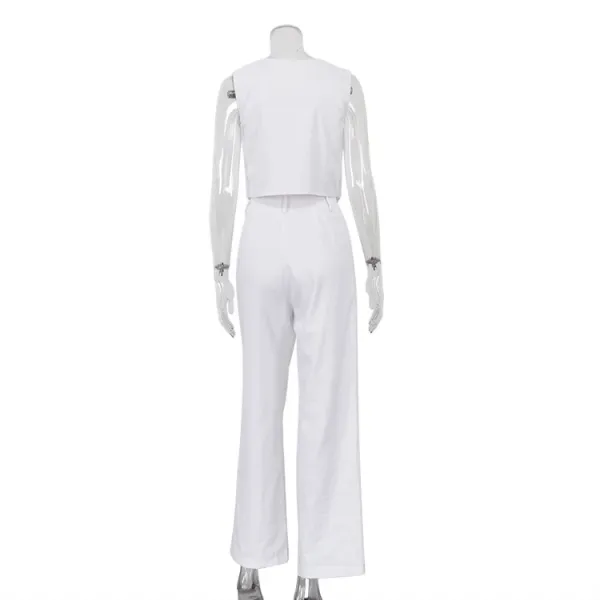 Design Beige Tailored Vest and Wide-Leg Pants Set Sets - 17