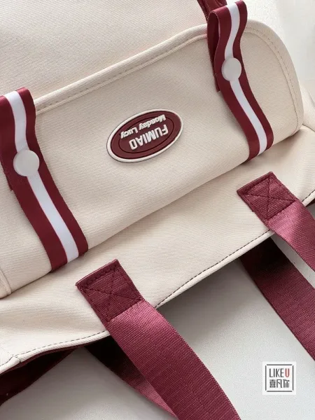 Design FUMIAO Monday Lucy Fashion Tote Bag Burgundy and Cream Tote Bag - 40