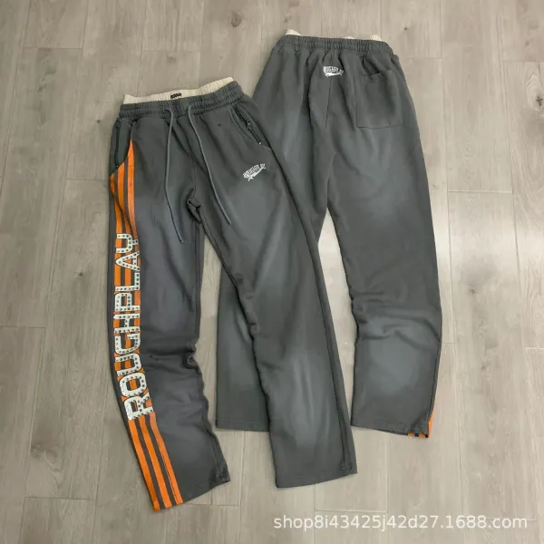 Design Rough Play Track Pants Gray Orange Stripe Sweatpants - 1