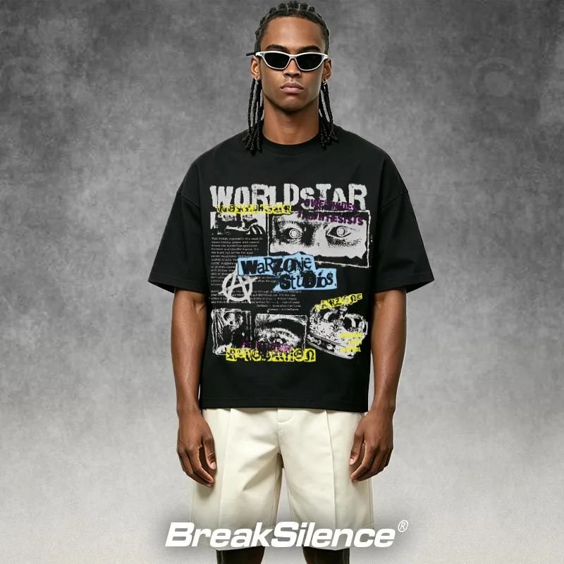 BreakSilence WorldStar White Black Graphic Crop T-Shirt