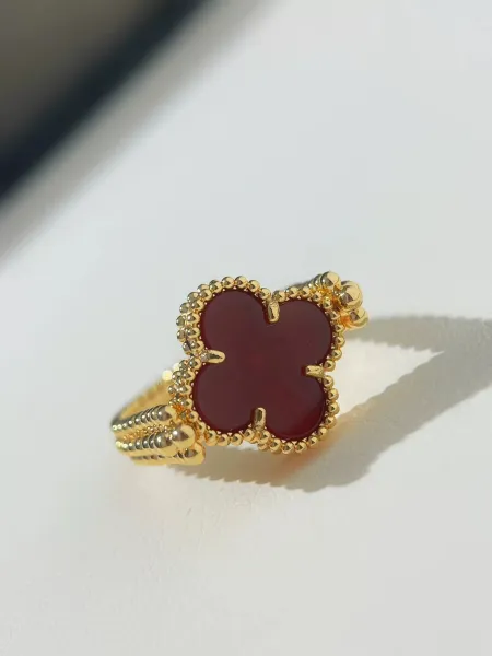 Van Cleef & Arpels Alhambra Motif Ring Collection Red Enamel and Gold Rings Jewelry - 18