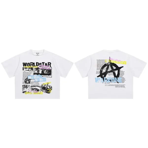 Design Wakzone Studios Worldstar Graphic Print White T-Shirt T-Shirts - 1