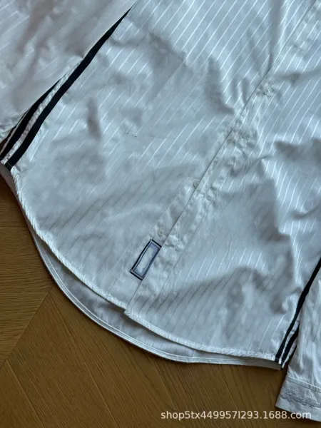 Thom Browne Striped Shirt with Black Side Stripe White Shirt - 12