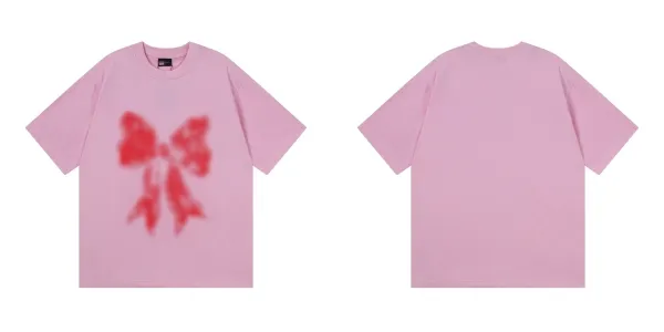Design Bow Print Oversized T-Shirt Pink - 1