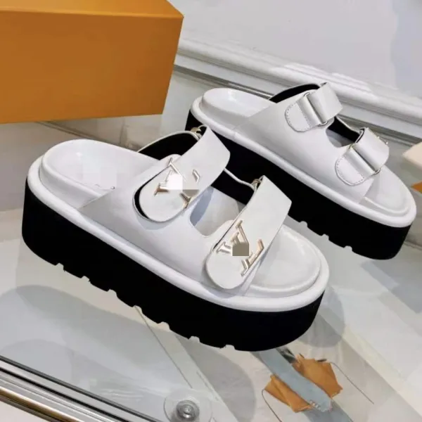 Louis Vuitton Archlight Slide White and Black Platform Sandals - 1