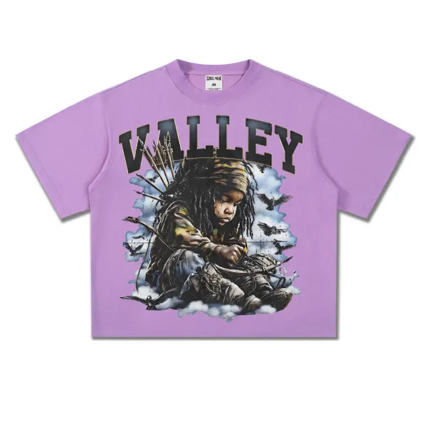 Design Street Wear Valley Graphic Cropped T-Shirt Purple T-Shirts - 1