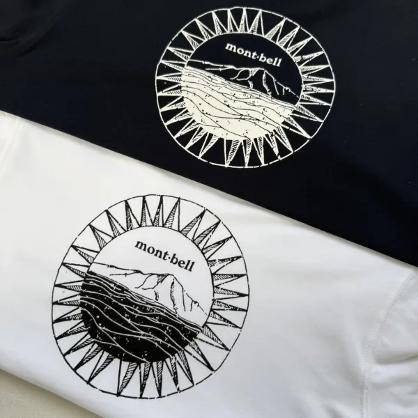 Design Montbell Sun Mountain Graphic T-Shirt Black + Montbell Ultralight Crossbody Bag Purple T-Shirts - 23