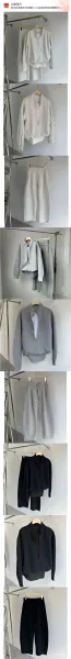 Design Gray Mandarin Collar Cropped Sweatshirt and Wide-Leg Sweatpants Set - 7