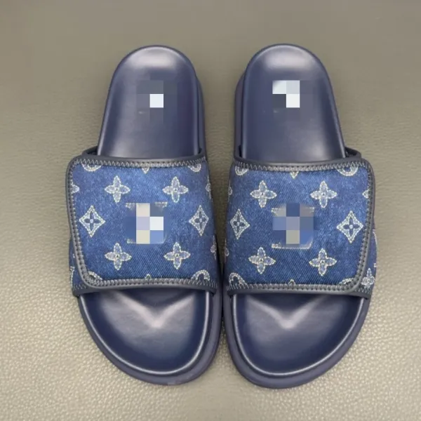 Louis Vuitton Monogram Denim Slide Sandals Black Slippers - 8