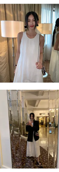 Design Sleeveless Linen Dress in Off-White, Beige, Black - 9