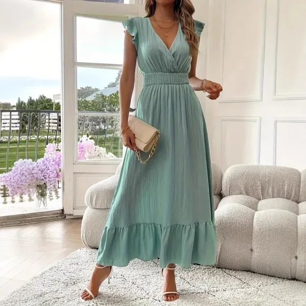 Design Wrap Ruffle Hem Maxi Dress Gray - 4