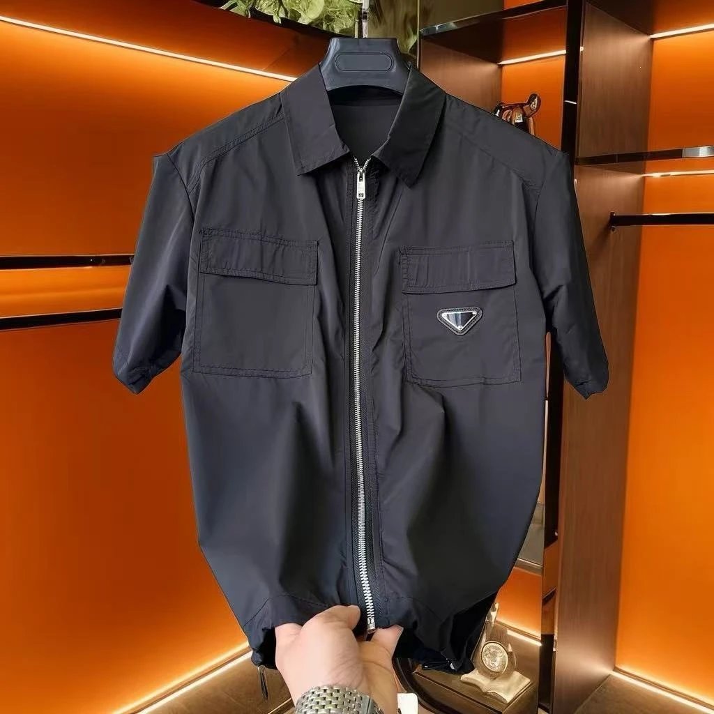 Prada Re-Nylon Short-Sleeve Utility Jacket Black Outerwear - 3