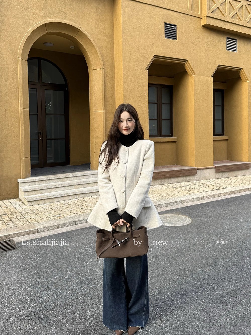 Design Peplum Wool-Blend Coat White Outerwear - 14