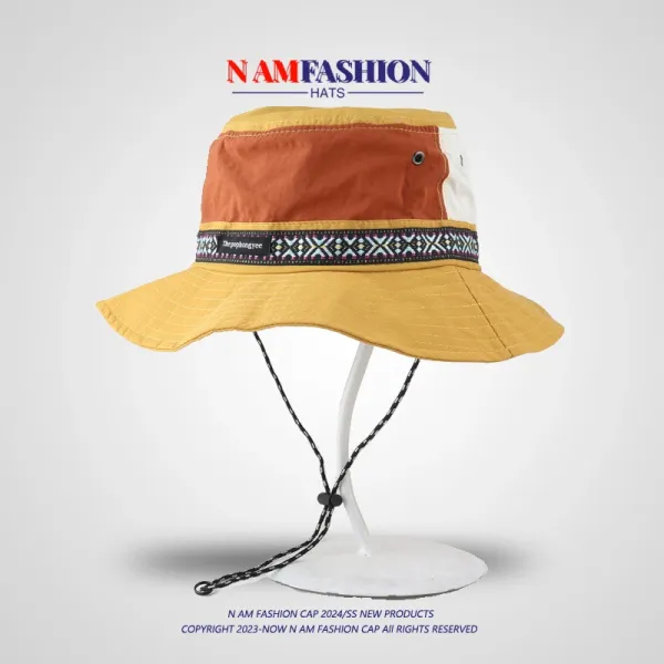 Design N AM Fashion Patchwork Bucket Hat Army Green Hats - 4
