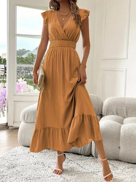 Design Wrap Ruffle Hem Maxi Dress Gray - 12