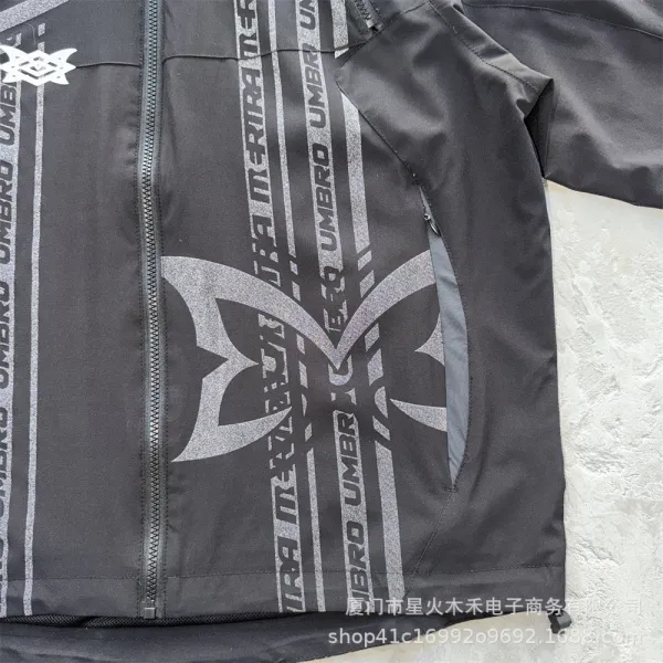 Umbro Windbreaker Jacket Royal Blue with White Stripes and Graphic Print - 35