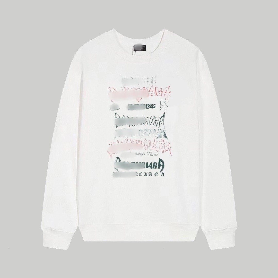 Balenciaga Logo Print Black White Graphic Sweatshirt