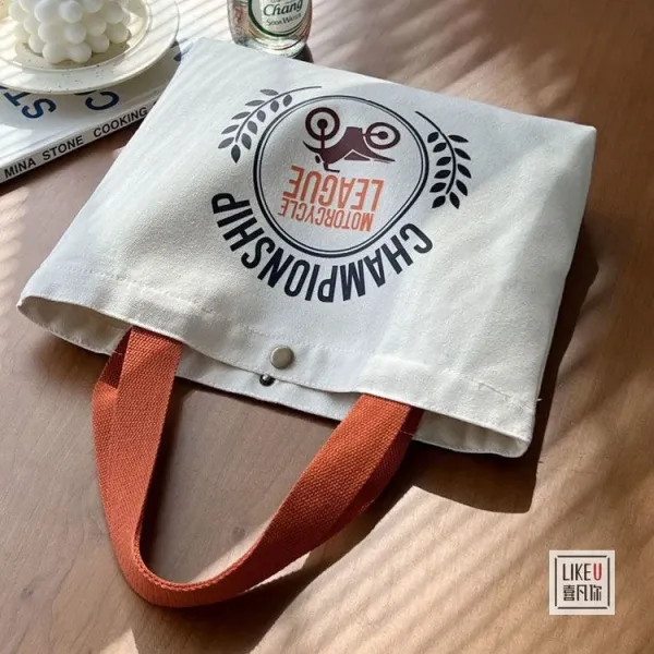 Design Bakery Print Canvas Tote Bag White with Rust Handles Tote Bag - 46