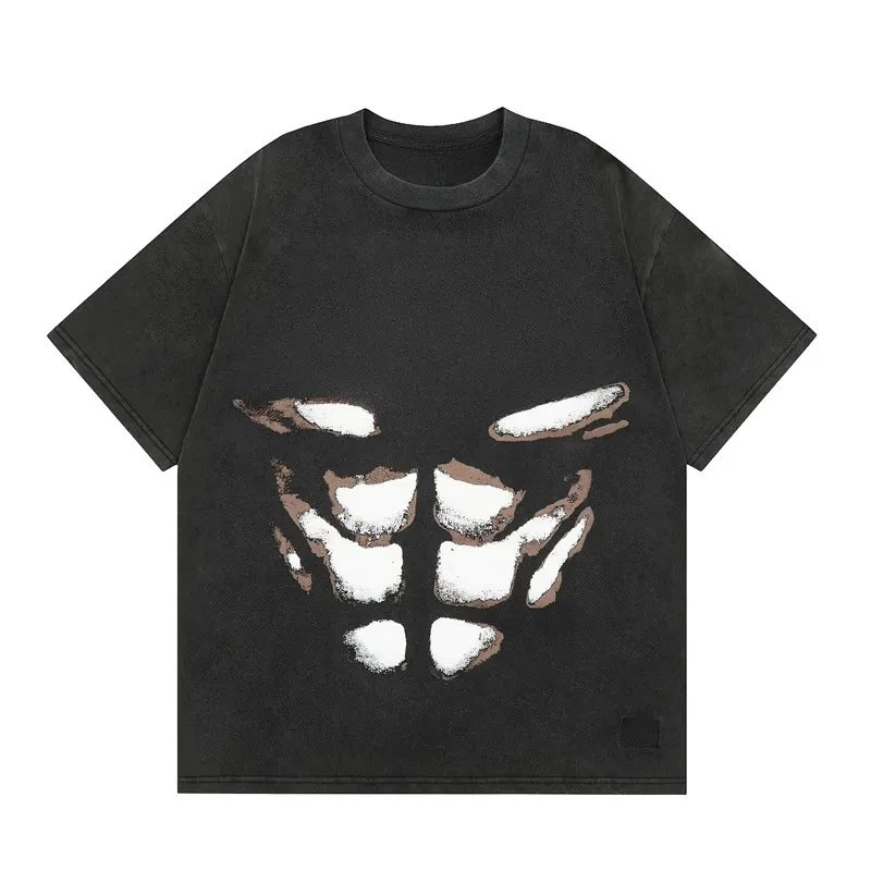 Abstract Muscle Print Black Oversized
