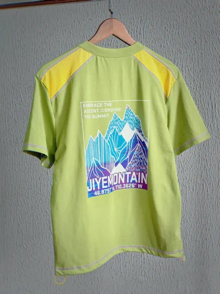 Design JIYEMOUNTAIN Graphic Print Performance T-Shirt Gray with Orange Accents T-Shirts - 11