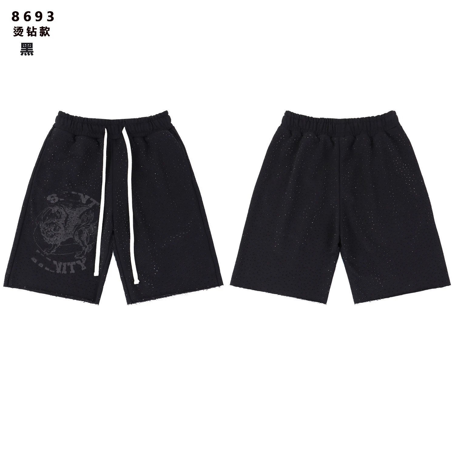 Saint Tears 8693 Heat-Set Rhinestone Black Shorts