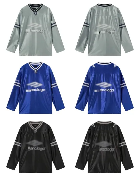 Design Enciaga V-Neck Metallic Football Jersey Silver Jersey - 3