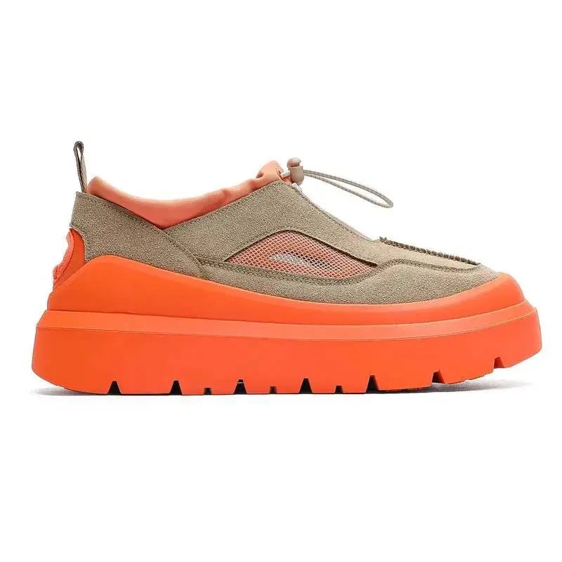 Design Chunky Platform Slip-On Sneakers Orange Beige - 12