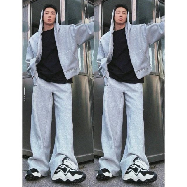 Good Brand Polka Dot Wide-Leg Sweatpants Black - 9