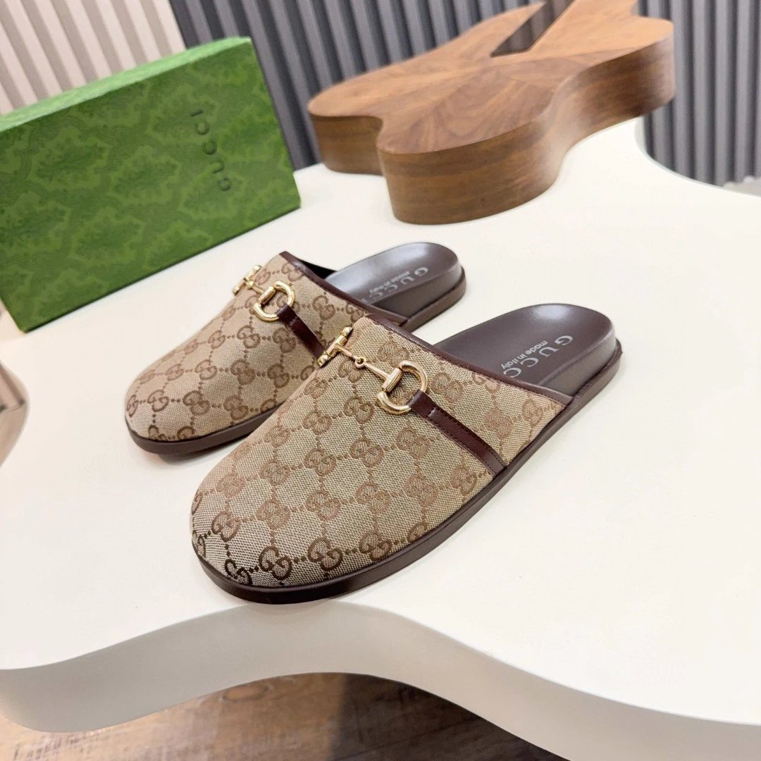 Gucci Horsebit Mule in GG Monogram Black Slippers - 3