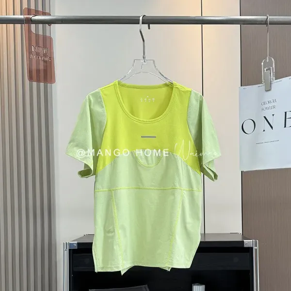 Design Color-Block Panel T-Shirt in Army Green and Blue - 6
