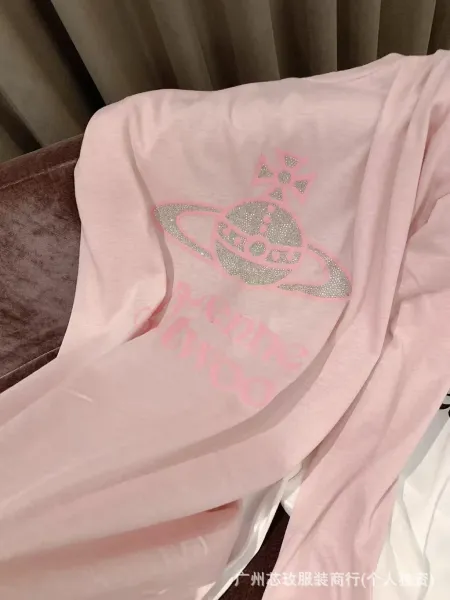 Vivienne Westwood Orb Logo Long Sleeve T-Shirt in Pink and White - 5