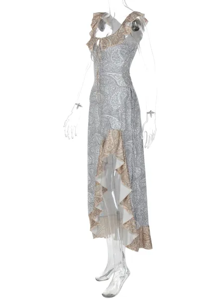 Design Paisley Print Ruffled Asymmetrical Maxi Dress - 11