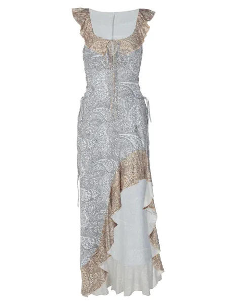 Design Paisley Print Ruffled Asymmetrical Maxi Dress - 13