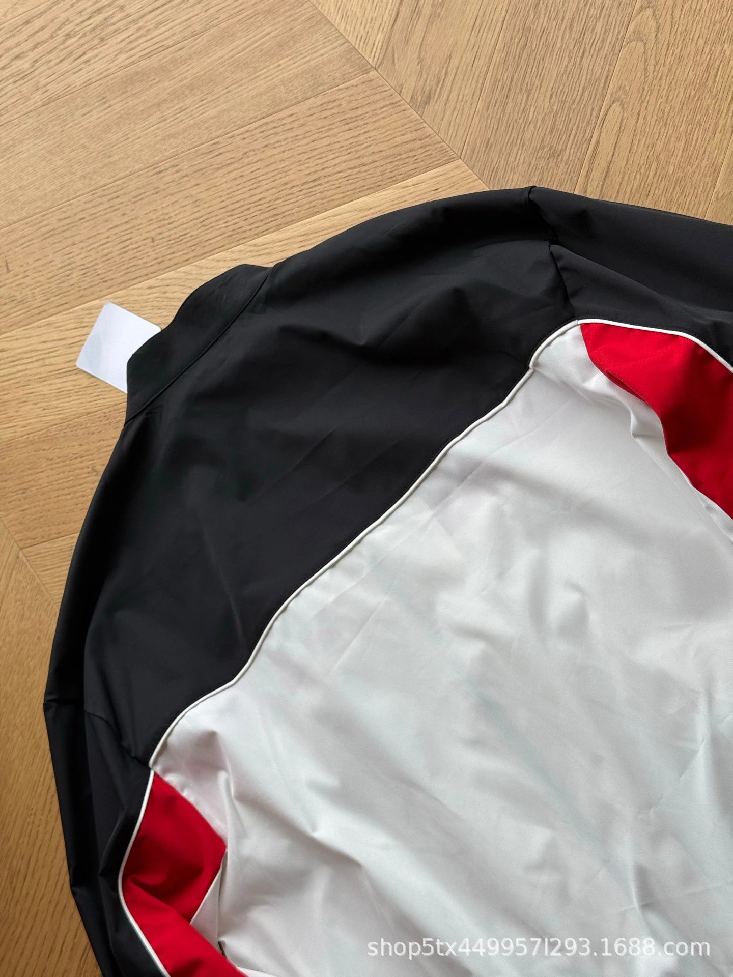 Design Racing Stripe Windbreaker Jacket in Black, Red, and White Outerwear.windbreaker - 9