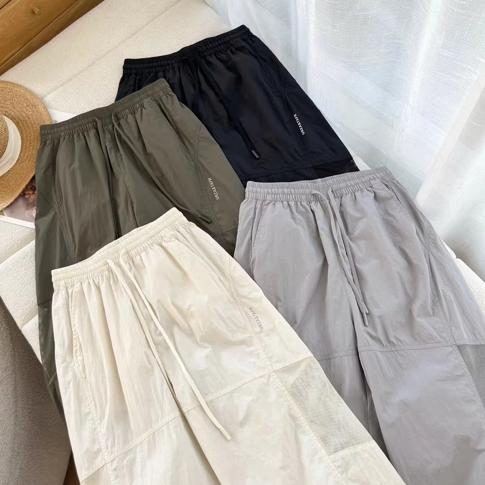 Design Utility Mesh-Panel Wide-Leg Pants Gray - 14