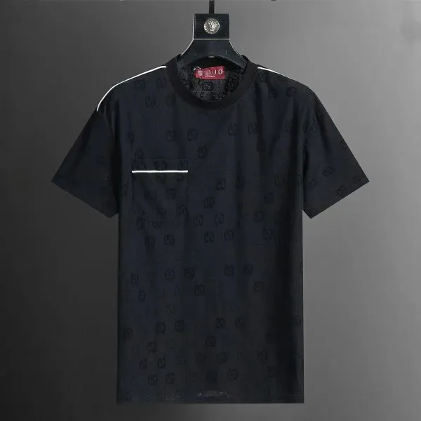 Gucci GG Monogram Black T-Shirt with Chest Pocket - 1