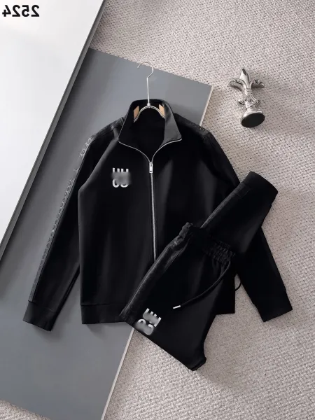 Design Tracksuit Set Black with Embossed Logo and Tape Detail Tracksuit - 1