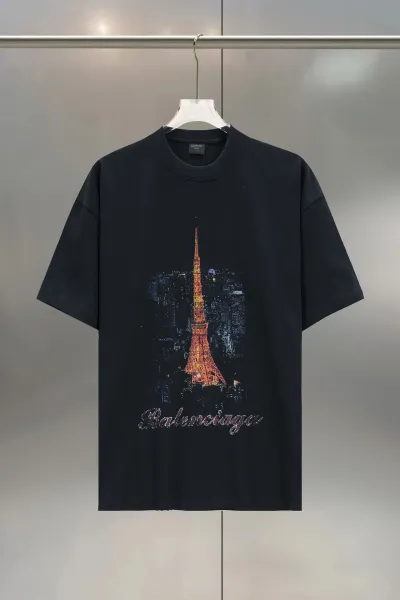 Balenciaga Tokyo Tower Graphic Black T-Shirt - 1