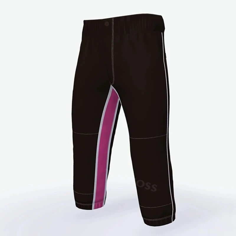 Design Capri Pants Black with Magenta Stripe Shorts