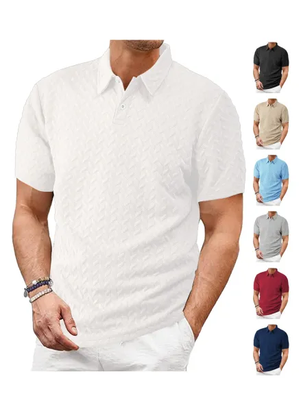 Design Textured Chevron Polo and Shorts Set White - 2
