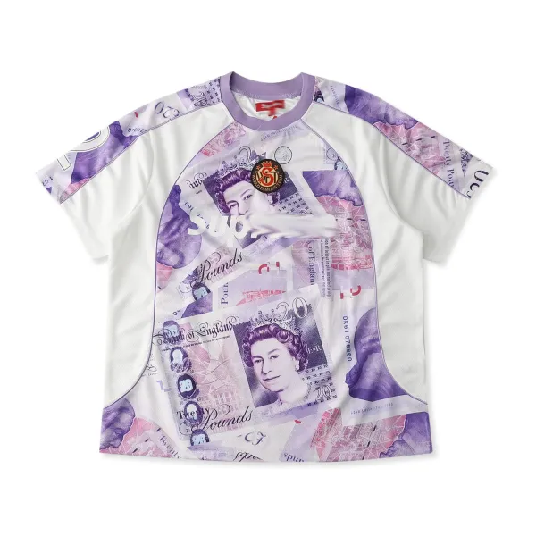 Supreme Banknote Print Raglan T-Shirt White / Purple - 7
