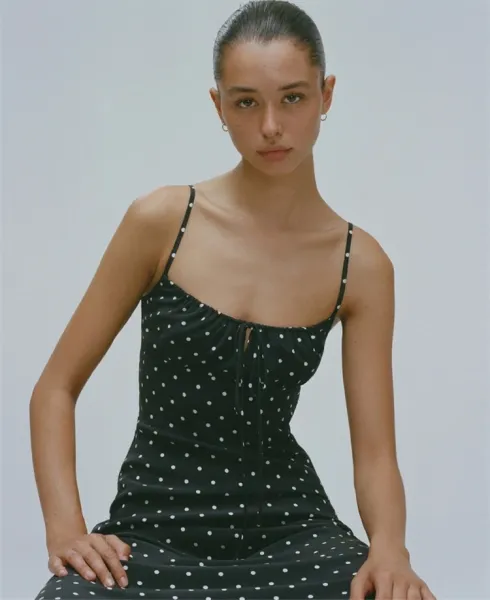 Design Polka Dot Spaghetti Strap Mini Dress Black - 14