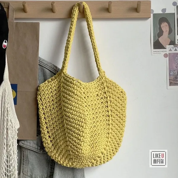 Design Handcrafted Crochet Tote Bag Green Tote Bag - 25